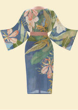 Load image into Gallery viewer, DELICATE TROPICS KIMONO GOWN INDIGO
