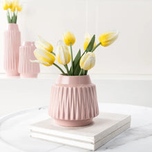 Load image into Gallery viewer, ELLA FACETED CERAMIC 6 ”VASE PINK
