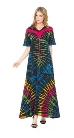 Load image into Gallery viewer, TIE DYE COTTON DRESS DT20188 RAINBOW
