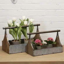 Load image into Gallery viewer, WOOD GALVANIZED METAL CONTAINER set of 2
