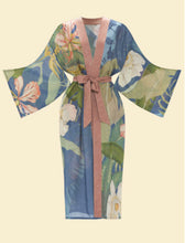 Load image into Gallery viewer, DELICATE TROPICS KIMONO GOWN INDIGO
