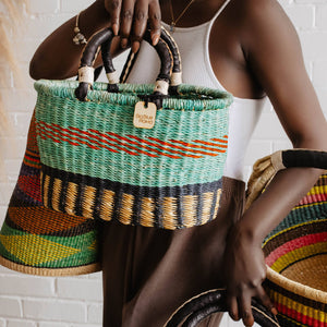 Oval Basket with Two Handles Large - Traditional Palette