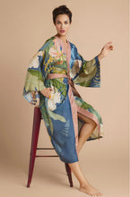 Load image into Gallery viewer, DELICATE TROPICS KIMONO GOWN INDIGO
