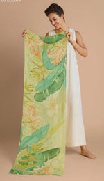 Load image into Gallery viewer, DELICATE TROPICS LINEN SCARF SAGE
