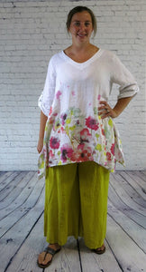 LINEN TUNIC WITH FLOWER TM3833F