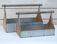 Load image into Gallery viewer, WOOD GALVANIZED METAL CONTAINER set of 2
