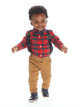 Load image into Gallery viewer, Boys Flannel Buttondown and Suspenders Set*
