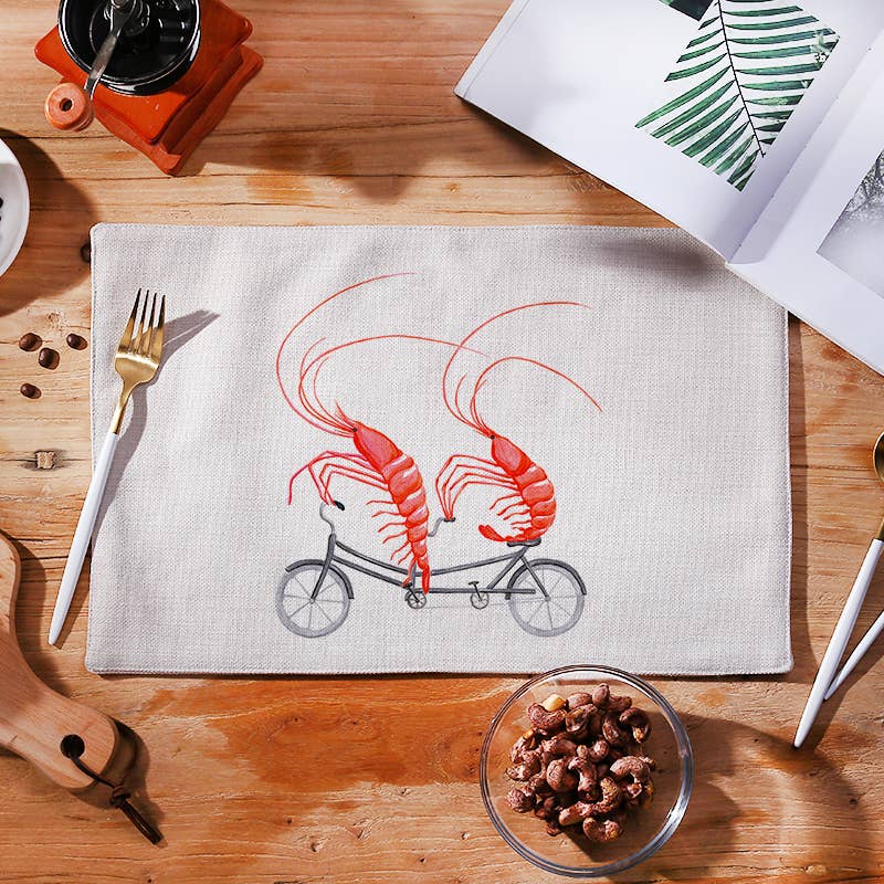 Shrimp On Bike Placemat, Table Linen