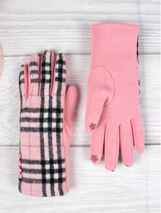 BUTTONED PLAID TOUCH SCREEN GLOVES GL1059