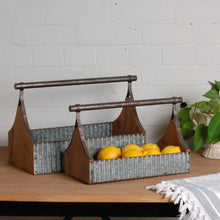 Load image into Gallery viewer, WOOD GALVANIZED METAL CONTAINER set of 2
