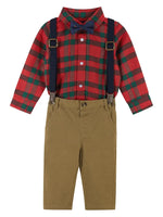 Load image into Gallery viewer, Boys Flannel Buttondown and Suspenders Set*
