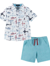 Load image into Gallery viewer, Ss Buttondown Set - Wh Airplanes*
