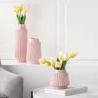 Load image into Gallery viewer, ELLA FACETED CERAMIC 6 ”VASE PINK
