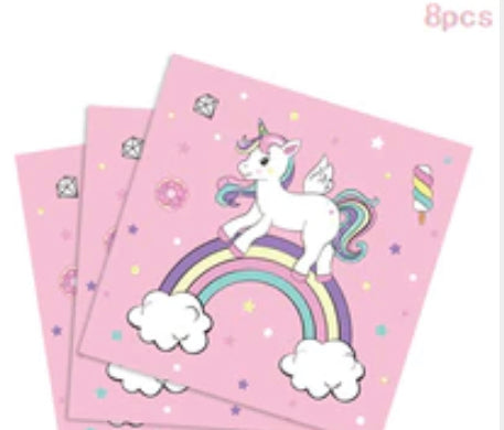 8PC UNICORN NAPKINS