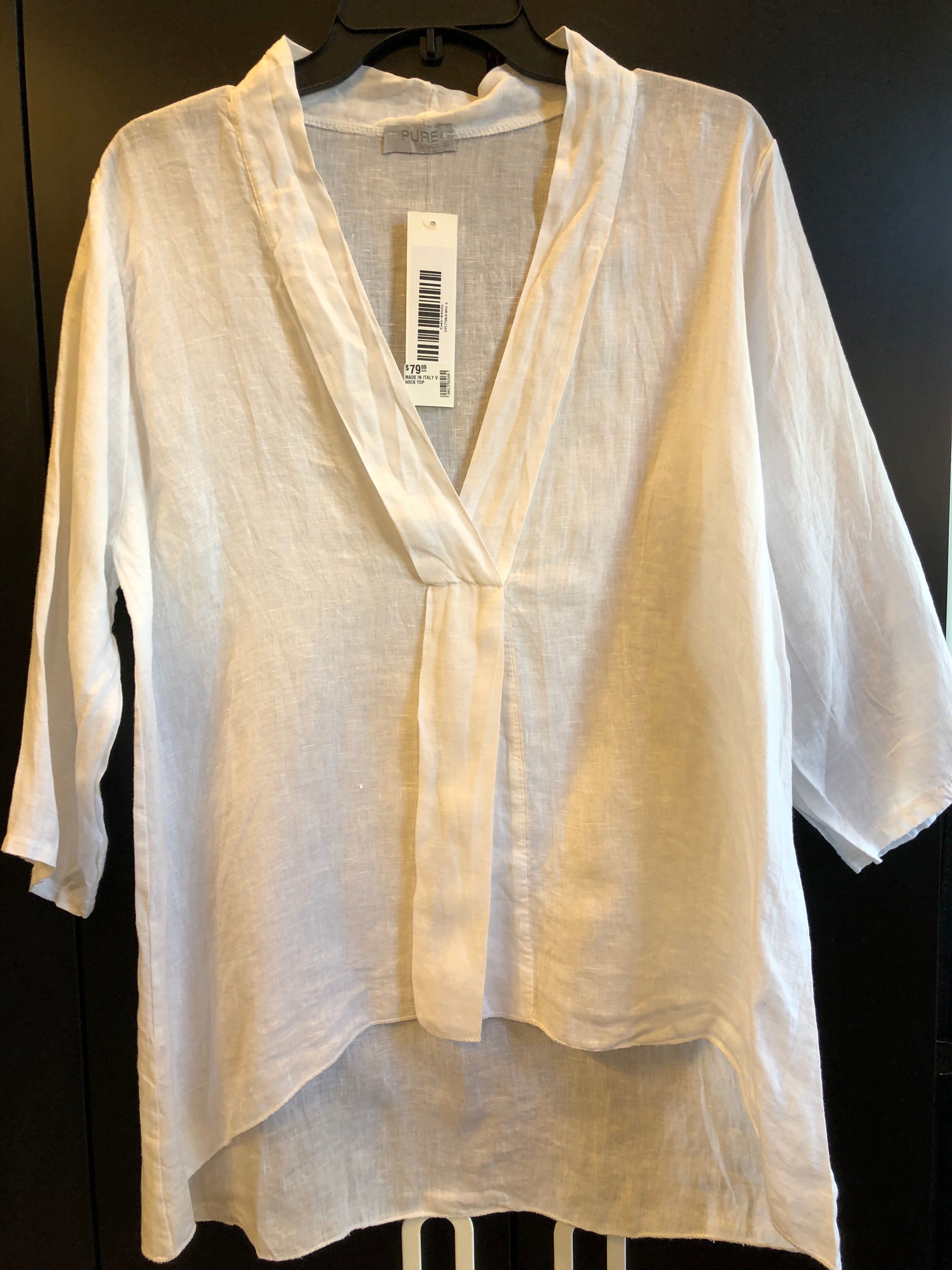 MADE IN ITALY V NECK TOP RUST / WHITE