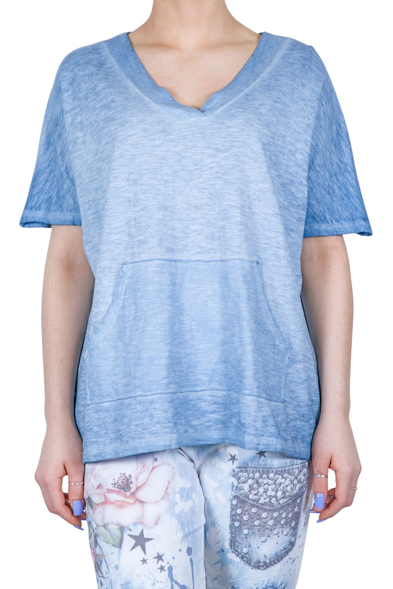 ETERNELLE COTTON TSHIRT WITH POCKETS -BLUE