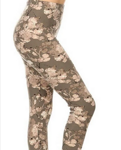 FLIRTY AND FEMME EARL GREY BLOOMS - REGULAR BAND LEGGING