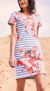 OTTIE BLUE STRIPPE FLORAL DRESS