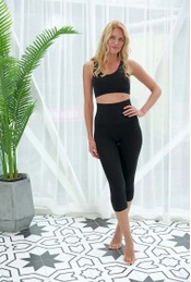 SUPER HIGHEST BAND BAMBOO CAPRI LEGGING BHC6.1 BLACK