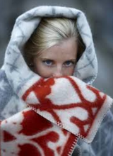 Load image into Gallery viewer, KLIPPAN RED GREY LAMBS WOOL BLANKET  130 X 180 CM
