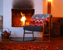 Load image into Gallery viewer, KLIPPAN RED GREY LAMBS WOOL BLANKET  130 X 180 CM
