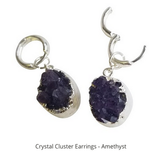 AMETHYST CLUSTER SILVER PLATE EARRINGS