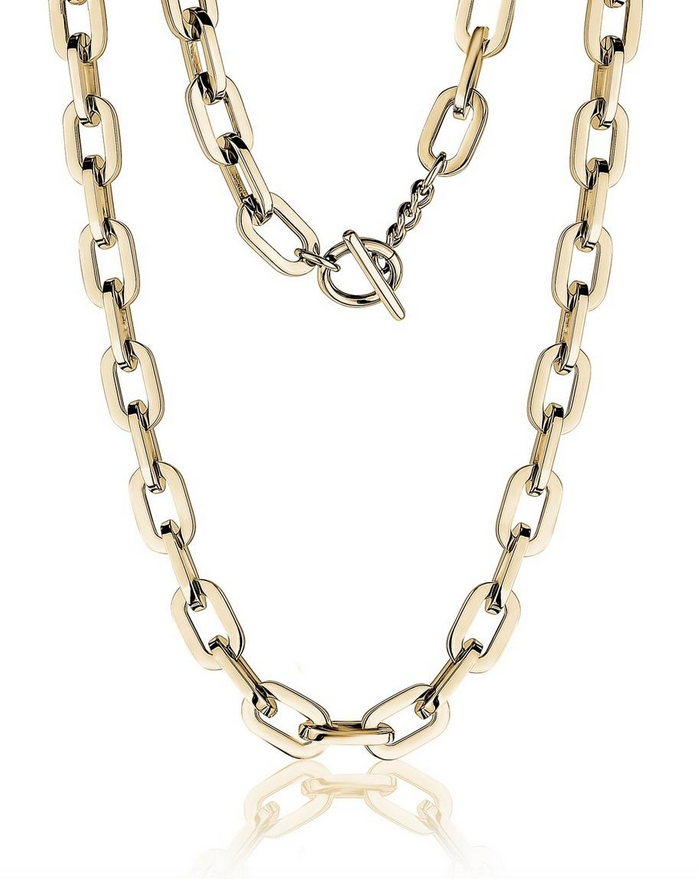 ARZ STEEL GOLD LINK NECKLACE 17 SSN91G