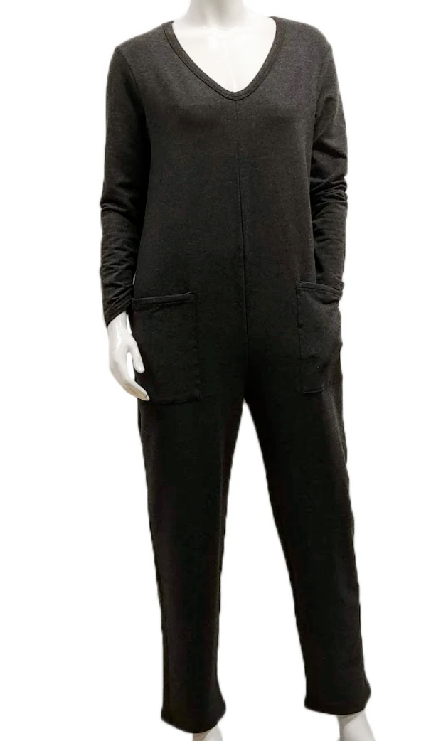 GILMOUR FRENCH TERRY POCKET JUMPSUIT  CHARCOAL