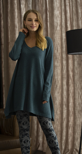 CASHMERE FEEL V NECK V6992 TEAL