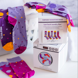 FRIDAY SOCKS BOX OF 5  - MENS PURPLE DOTS