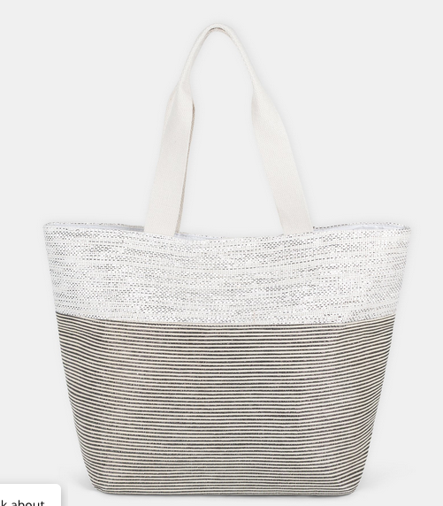ALOHA TOTE BAG IN CANVAS SILVER