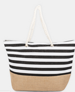 Load image into Gallery viewer, ALOHA TOTE BAG IN CANVAS BLACK STRIPE TTE4011
