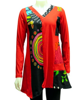 Load image into Gallery viewer, V NECK TUNIC HI-T1989-RD
