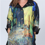 Load image into Gallery viewer, REVERSIBLE RAIN JACKET CAFE TERRACE AT NIGHT 8839
