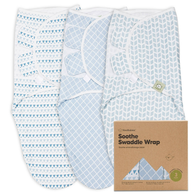 KeaBabies 3-Pack SOOTHE Swaddle Wraps
