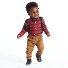 Load image into Gallery viewer, Boys Flannel Buttondown and Suspenders Set*
