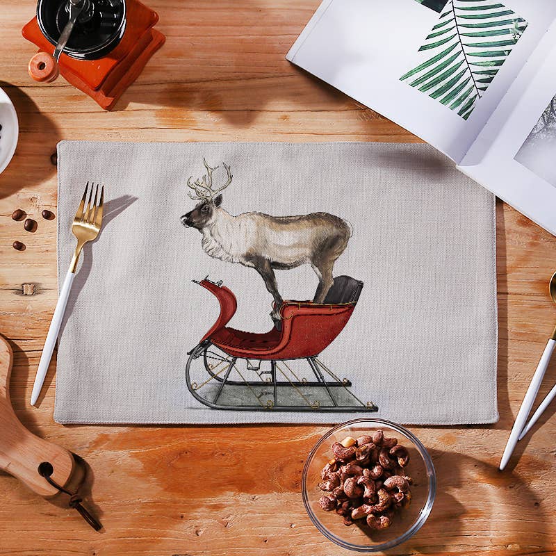 Reindeer On Sleigh Placemat, Table Linen