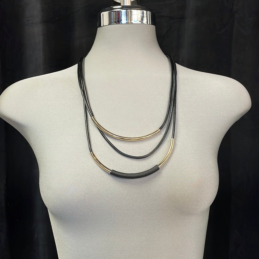 CORDED NECKLACE WITH WRAPPED BUGLE BEADS