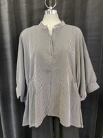 Load image into Gallery viewer, RUCHED SLEEVE TOP 9117 GRAY

