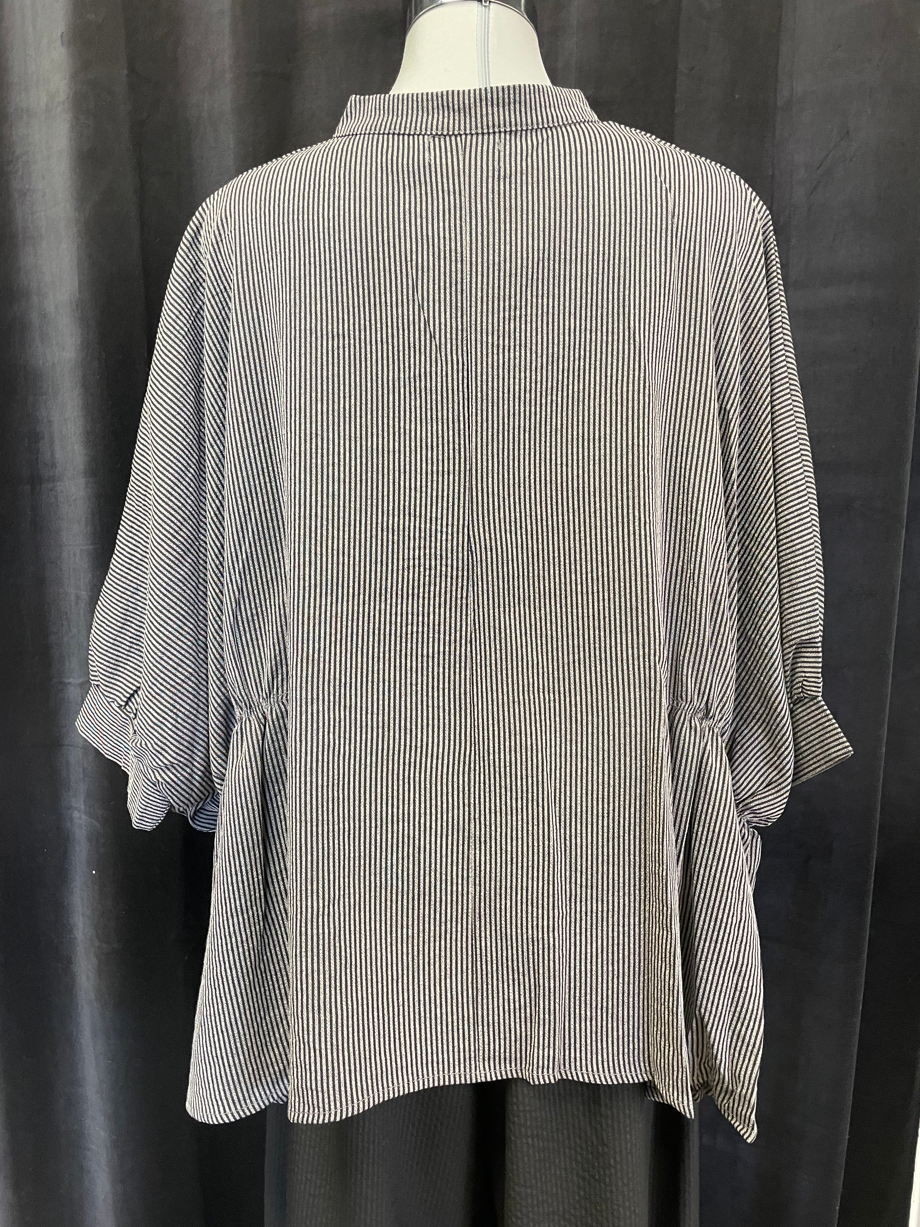 RUCHED SLEEVE TOP 9117 GRAY